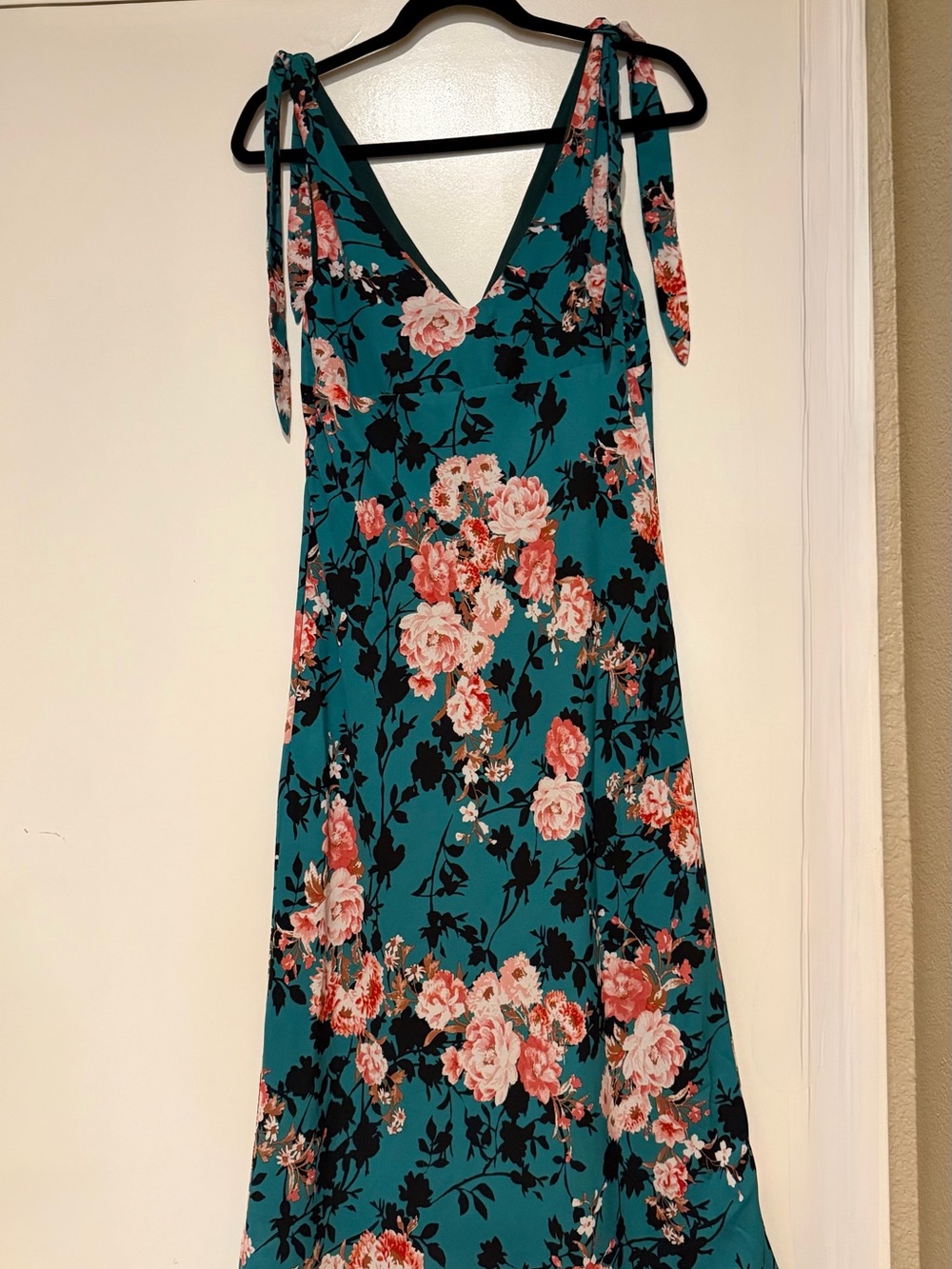Mahina Teal Maxi Skirt with Pink Floral Print